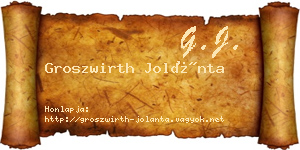 Groszwirth Jolánta névjegykártya